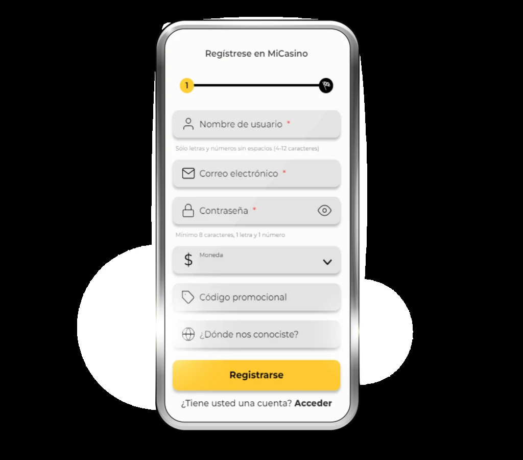 Example of access to the registration form